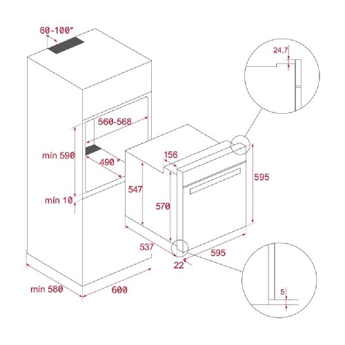 ΦΟΥΡΝΟΣ ΕΝΤΟΙΧΙΖΟΜΕΝΟΣ ΑΝΩ ΠΑΓΚΟΥ TEKA HSB 6160 SS (70LT / A / INOX / ΥΔΡΟΛΥΣΗ / ΤΗΛΕΣΚΟΠΙΚΟΣ)
